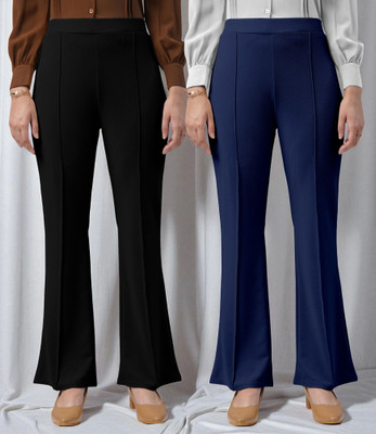 GATIMAN Regular Fit Women Black, Blue Trousers