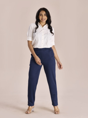 GO COLORS Tapered Women Blue Trousers