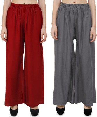 Phase of Trend Relaxed Women Maroon, Grey Trousers