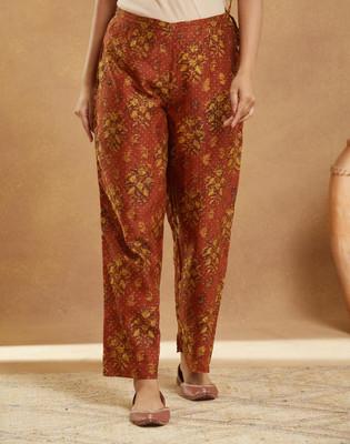 Fabindia Regular Fit Women Orange Trousers