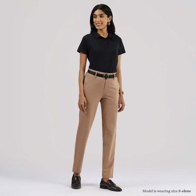 BlissClub Work-To-Wine Twill Straight Pants - Regular Straight Fit Women Brown Trousers