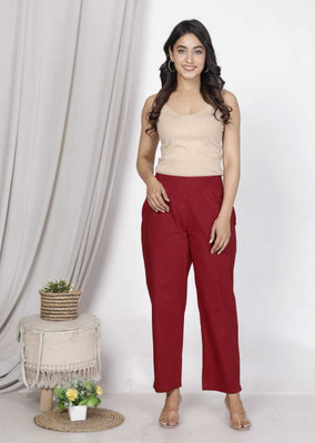 PRANJAL ENTERPRISES Straight Fit Women Maroon Trousers