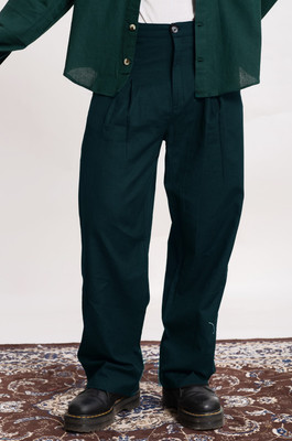 COTLUB Comfort Fit Men Green Trousers