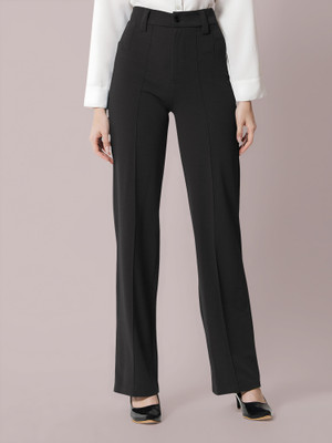 NAVYANKAA Regular Fit Women Black Trousers