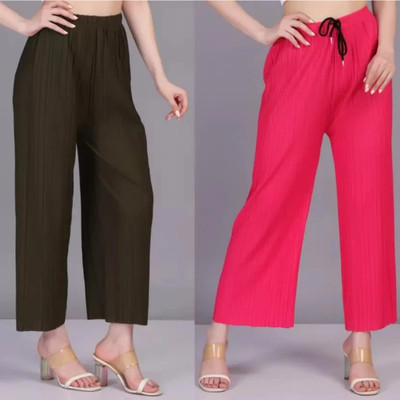 Janicks Loose Fit Women Green, Pink Trousers