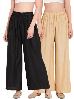 CLEVAA Relaxed Women Black, Beige Trousers