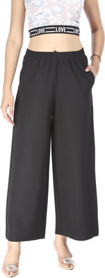 E-MAX Relaxed Women Black Trousers