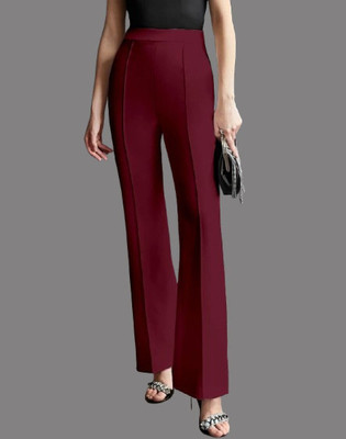 HouseOfCommon Regular Fit Women Maroon Trousers