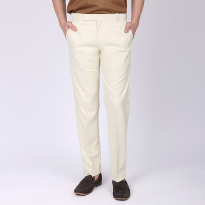 Lionies Regular Fit Men Cream Trousers