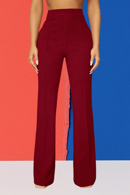 SKD TRENDZ Comfort Fit, Regular Fit Women Maroon Trousers