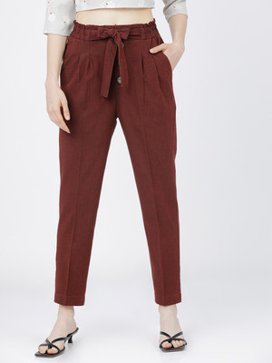 Tokyo Talkies Tapered Women Brown Trousers