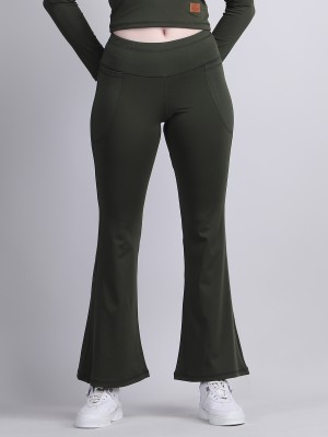 Raxedo Slim Fit Women Green Trousers