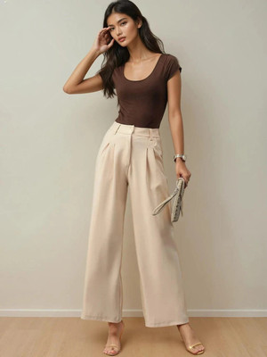 KOTTY Regular Fit Women Beige Trousers