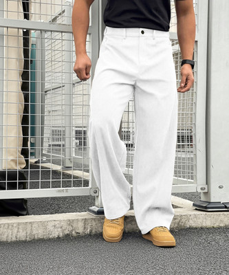 Rajovati Slim Fit Men White Trousers