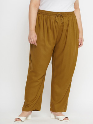 VINAAN Plus Size Palazzo Regular Fit Women Khaki Trousers