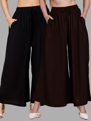 VALLES365 by S.c. Flared Women Brown, Black Trousers