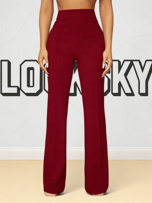 nitafashion Comfort Fit, Regular Fit Women Maroon Trousers