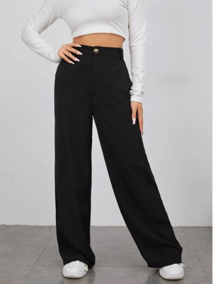 Denimix Straight Fit Women Black Trousers