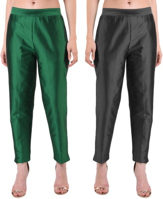 FLOREOS Regular Fit Women Black, Green Trousers