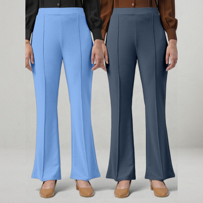 Anitafashion Loose Fit Women Light Blue, Grey Trousers