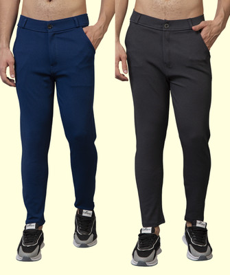 KNDOER Slim Fit Men Brown, Blue Trousers