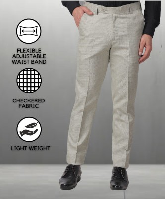 SYLZON Slim Fit Men Grey Trousers