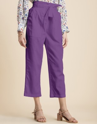 moomaya Regular Fit Women Purple Trousers