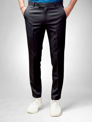 Paveo Slim Fit Men Black Trousers