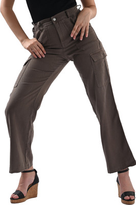 Kraus Jeans Women High-Rise Cargo Loose Fit Women Grey Trousers