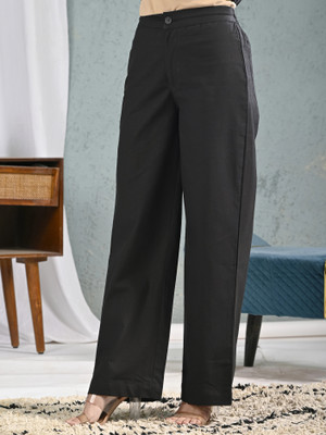 SATHRAY Regular Fit Women Black Trousers