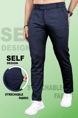 INDICLUB Slim Fit Men Dark Blue Trousers