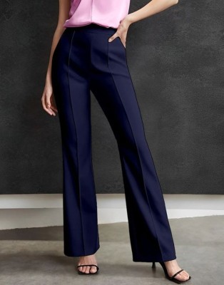 Jump Cuts Slim Fit Women Blue Trousers