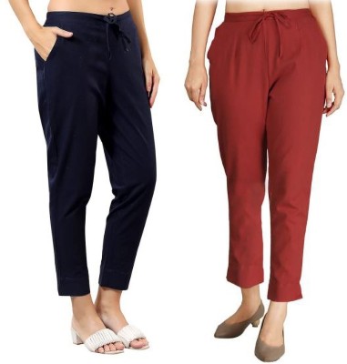 Hendygraph Regular Fit Women Blue, Maroon Trousers