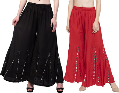 OMAAYA Comfort Fit Women Red, Black Trousers
