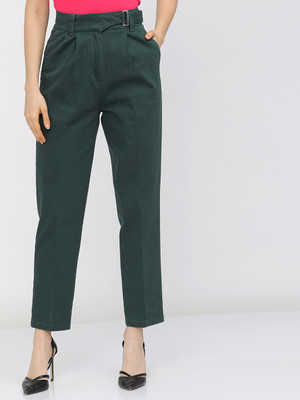 Tokyo Talkies Tapered Women Green Trousers