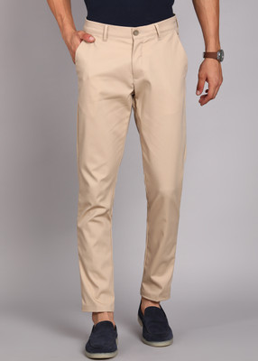Louis Philippe Ath.Work Comfort Fit Men Beige Trousers