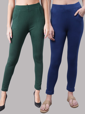 VALLES365 by S.c. Regular Fit Women Blue, Dark Green Trousers