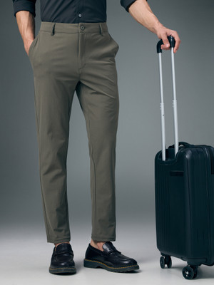 TECHNOSPORT Straight Fit Men Light Green Trousers