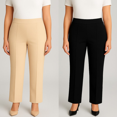 KARIMA INETERNATIONAL Regular Fit Women Beige, Black Trousers