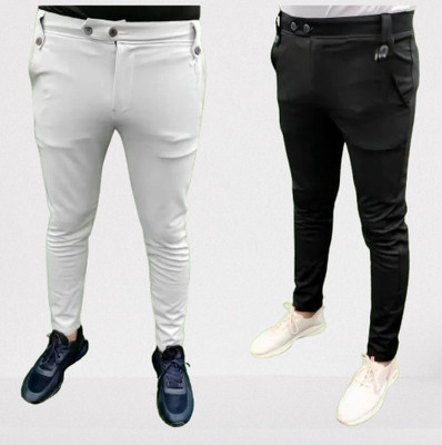 Arihant Shope Regular Fit Men White, Black Trousers