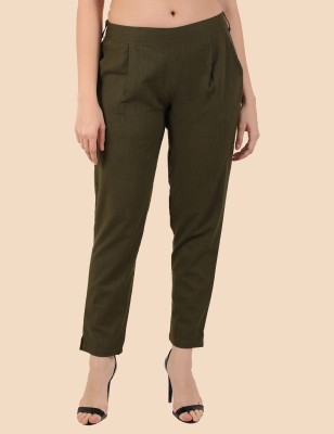 Me Craft Regular Fit Women Green Trousers