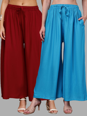 VALLES365 by S.c. Flared Women Blue, Maroon Trousers