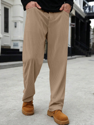 Rajovati Slim Fit Men Beige Trousers