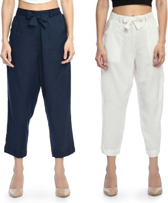 Navelly Regular Fit Women Blue, White Trousers