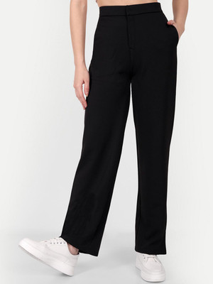Broadstar Straight Fit Women Black Trousers