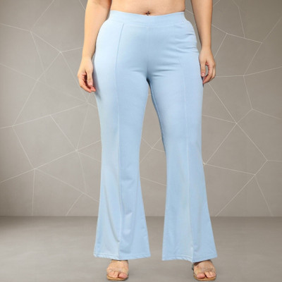 lookskky Loose Fit Women Light Blue Trousers