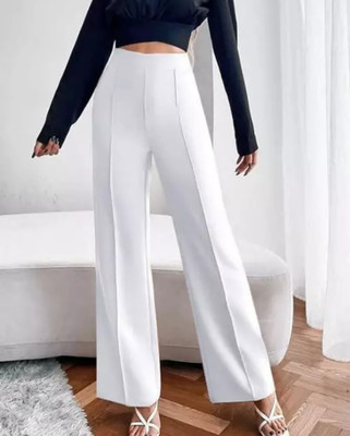 TheAyush Relaxed Women White Trousers