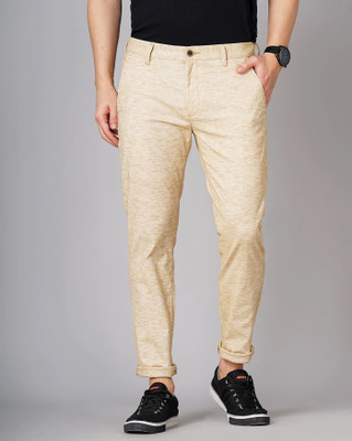 FUBAR Slim Fit Men Cream Trousers