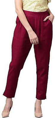 Mohu Regular Fit Women Maroon Trousers