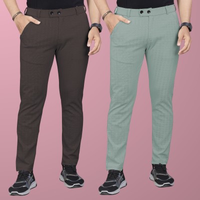 GIBBONTE Regular Fit Men Brown, Light Green Trousers